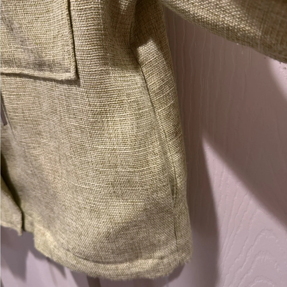 Avec Les Filles Sage Green Boxy Shirt Hoodie Jacket Woven Anthropologie - Picture 9 of 9